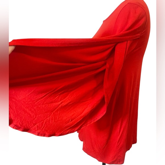 Eileen Fisher split sleeve top cherry red crew neck longer length layering med - Picture 5 of 11